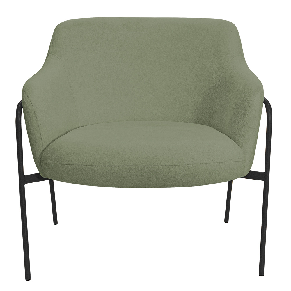 Kit 02 Poltronas Decorativas Jade Base Aço Preto Bouclé Verde - Nexta Casa
