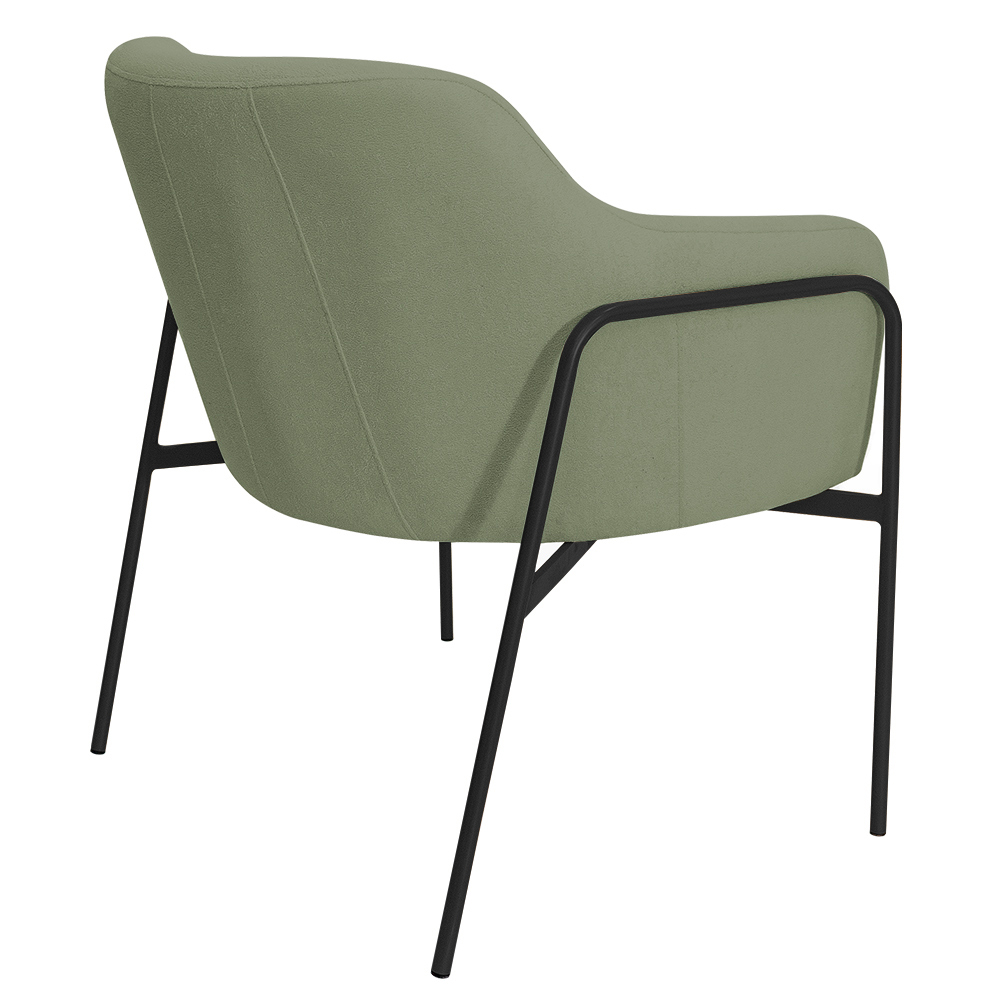 Kit 02 Poltronas Decorativas Jade Base Aço Preto Bouclé Verde - Nexta Casa