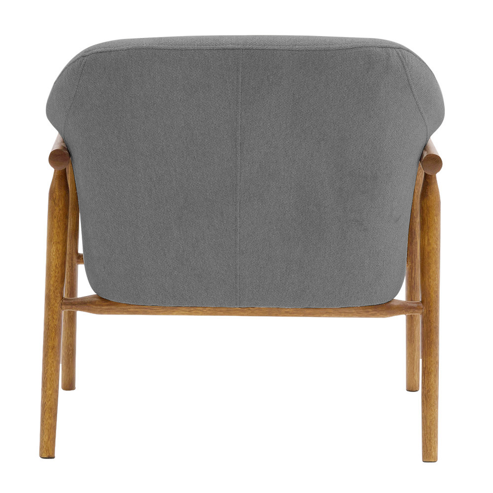 Kit 02 Poltronas Luna Base Madeira Poliéster Cinza - Nexta Casa