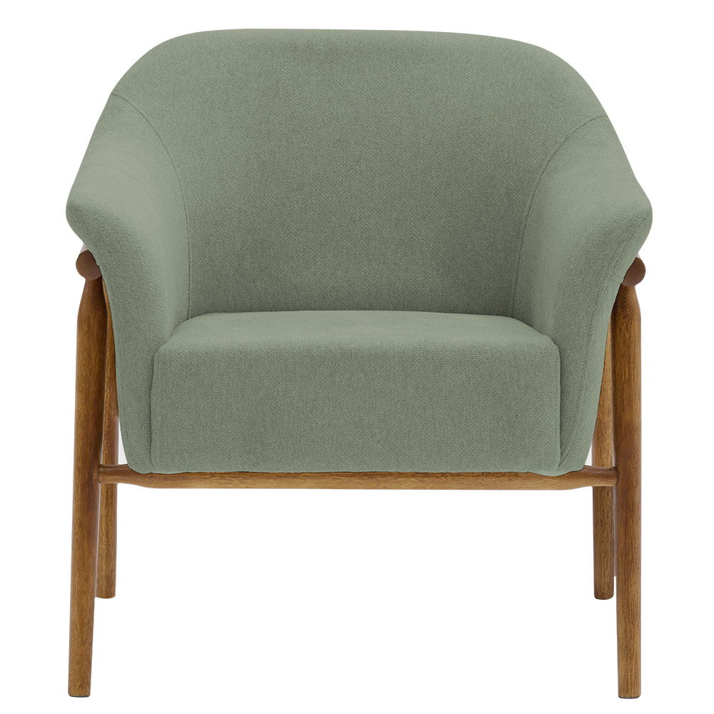 Kit 02 Poltronas Luna Base Madeira Poliéster Verde - Nexta Casa