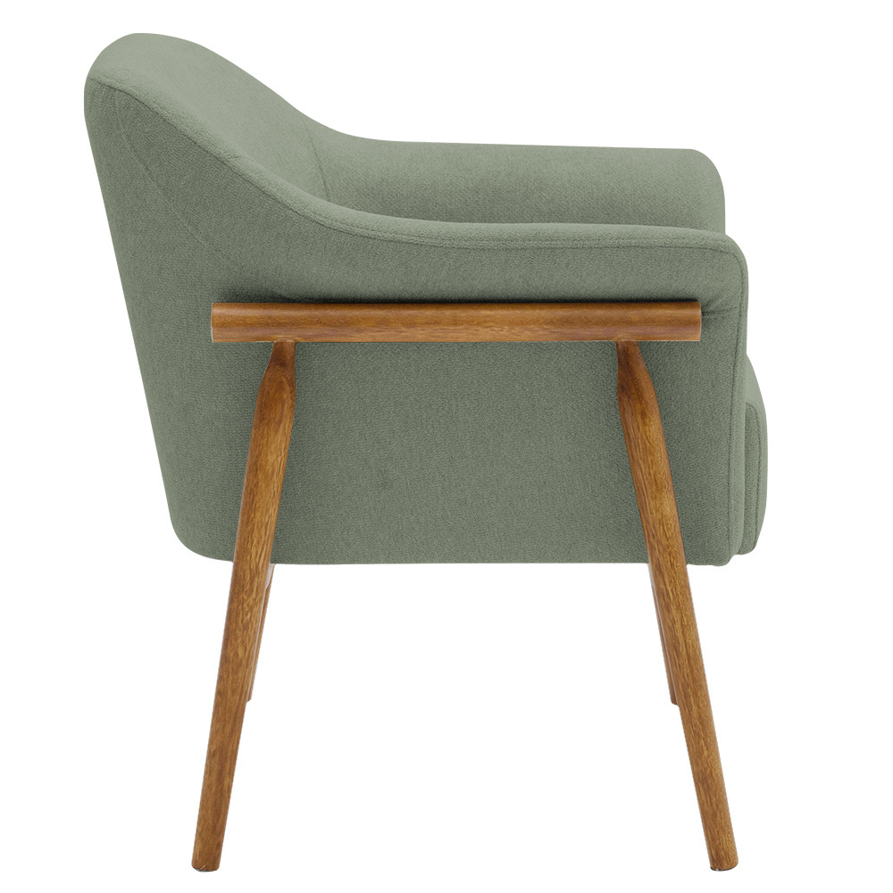 Kit 02 Poltronas Luna Base Madeira Poliéster Verde - Nexta Casa