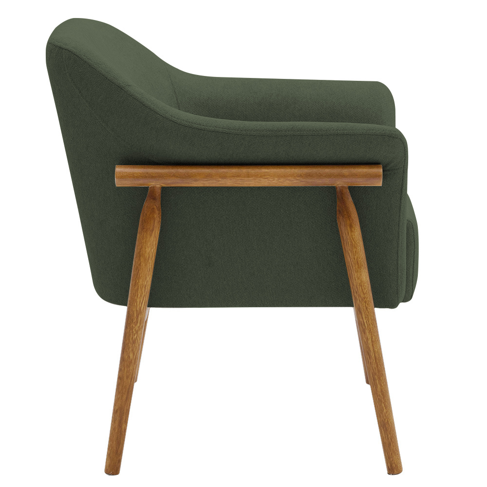 Kit 02 Poltronas Luna Base Madeira Poliéster Verde Musgo - Nexta Casa
