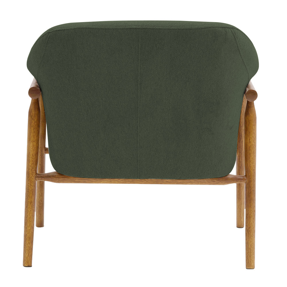 Kit 02 Poltronas Luna Base Madeira Poliéster Verde Musgo - Nexta Casa