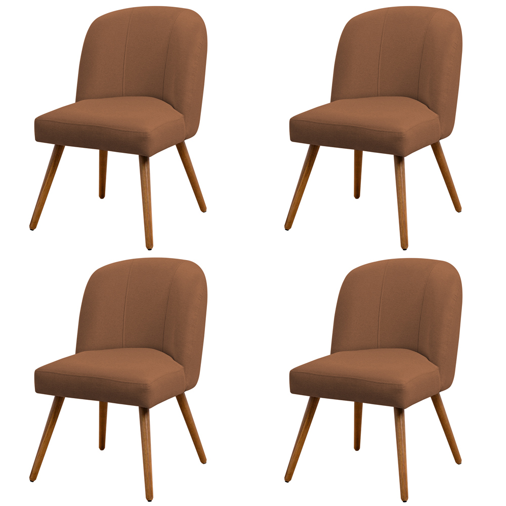 Kit 04 Cadeiras De Jantar Cléo Pés Palito Linho Terracota - Nexta Casa