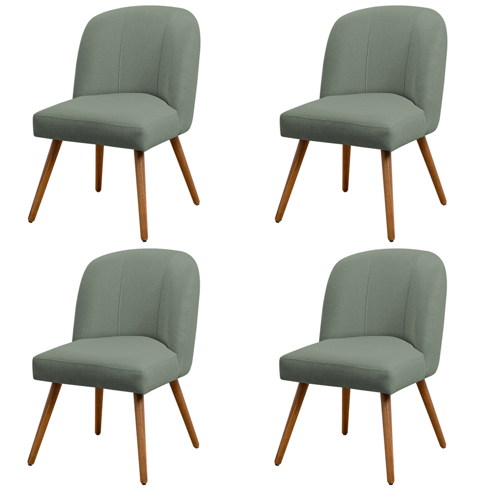 Kit 04 Cadeiras De Jantar Cléo Pés Palito Linho Verde - Nexta Casa