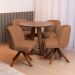 Kit 06 Cadeiras De Jantar Cléo Base Giromad Linho Terracota - Nexta Casa