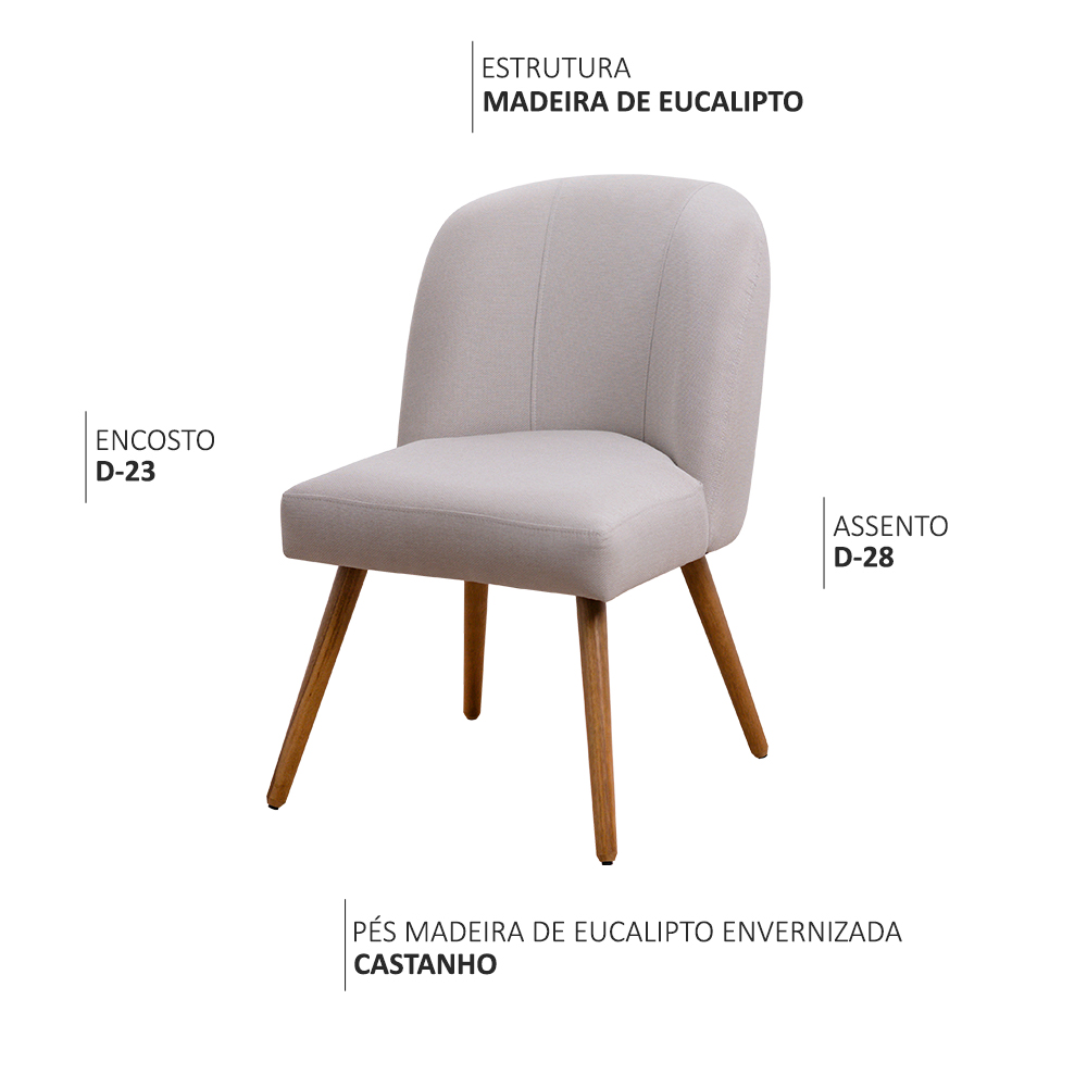 Kit 06 Cadeiras De Jantar Cléo Pés Palito Linho Cru - Nexta Casa