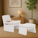 Kit Poltrona com Puff Bella Linho Off White Mesclado - Nexta Casa