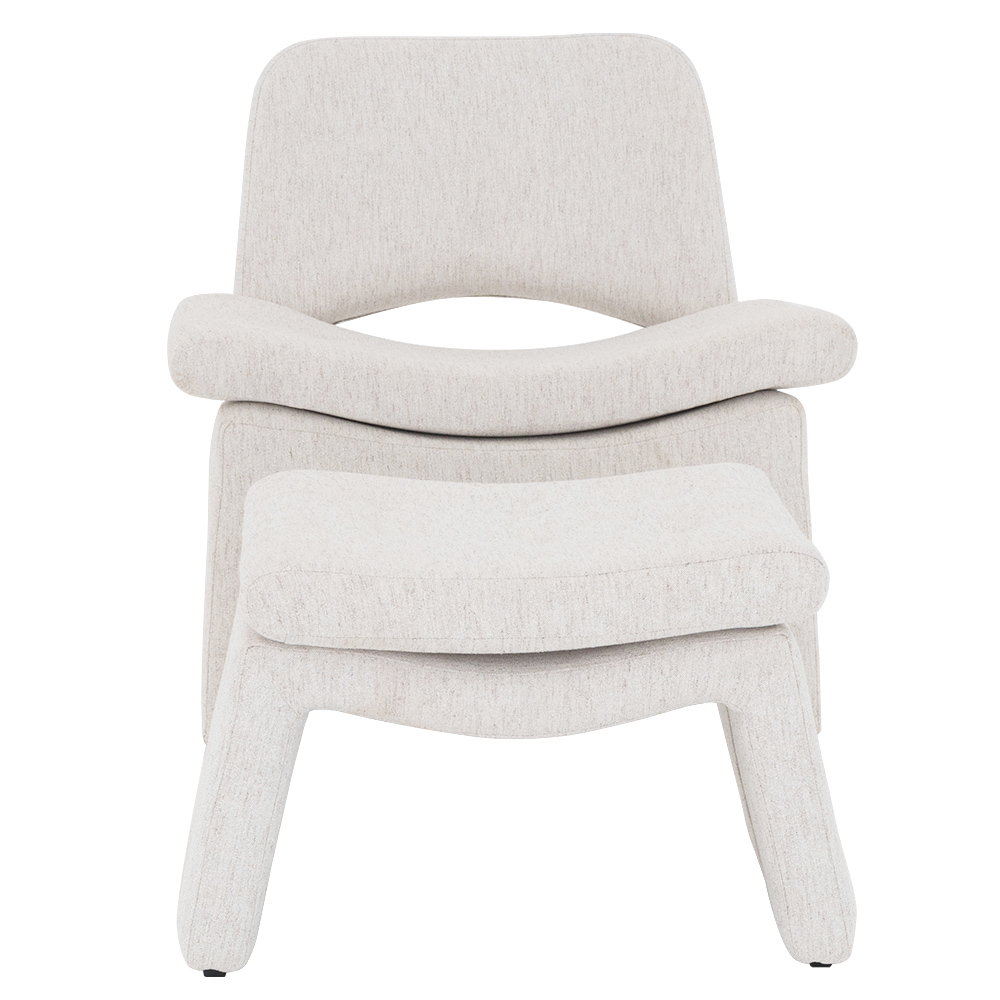 Kit Poltrona com Puff Bella Linho Off White Mesclado - Nexta Casa