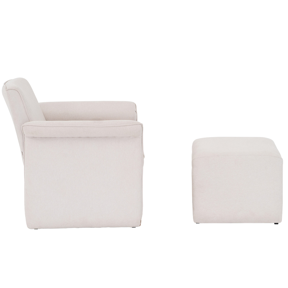 Kit Poltrona com Puff Donna Poliéster Bege Cru Corano Caramelo - Nexta Casa