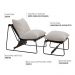 Kit Poltrona com Puff Turim Base Aço Preto Recouro Black Linho Off White - Nexta Casa