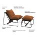 Kit Poltrona com Puff Turim Base Aço Preto Recouro Black Poliéster Terracota - Nexta Casa