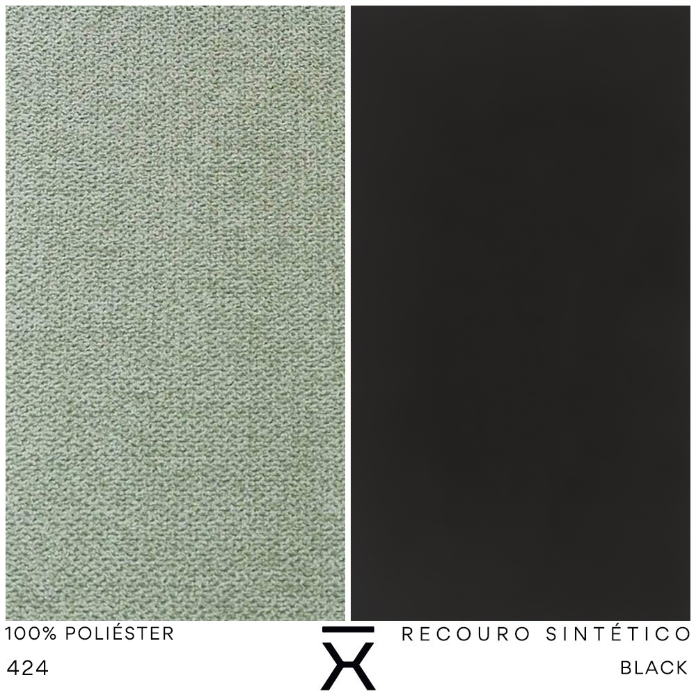 Kit Poltrona com Puff Turim Base Aço Preto Recouro Black Poliéster Verde - Nexta Casa