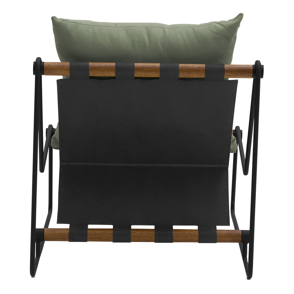 Kit Poltrona com Puff Turim Base Aço Preto Recouro Black Poliéster Verde - Nexta Casa