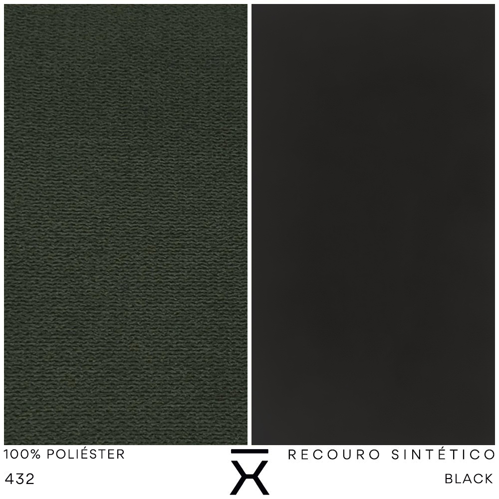 Kit Poltrona com Puff Turim Base Aço Preto Recouro Black Poliéster Verde Musgo - Nexta Casa