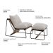 Kit Poltrona com Puff Turim Base Aço Preto Recouro Camel Linho Off White - Nexta Casa