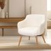 Poltrona De Sala Decorativa Jade Pés Palito Castanho Bouclê Off White - Nexta Casa