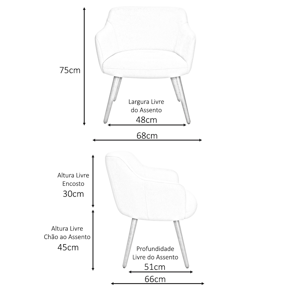 Poltrona De Sala Decorativa Jade Pés Palito Castanho Bouclê Off White - Nexta Casa