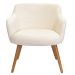 Poltrona De Sala Decorativa Jade Pés Palito Castanho Bouclê Off White - Nexta Casa
