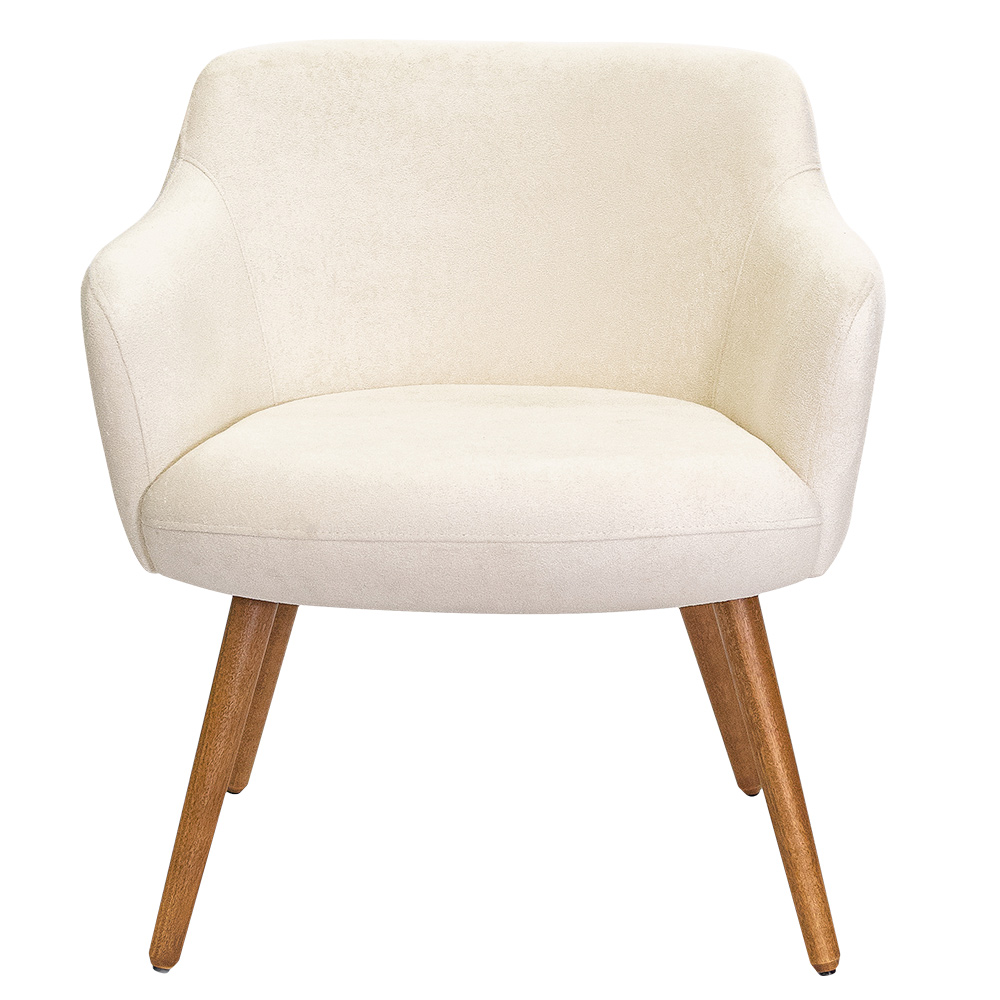 Poltrona De Sala Decorativa Jade Pés Palito Castanho Bouclê Off White - Nexta Casa