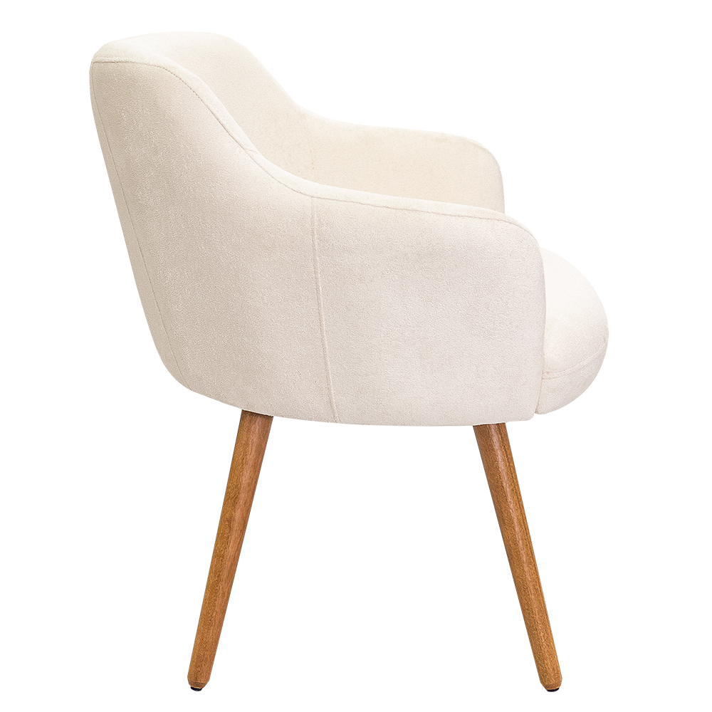Poltrona De Sala Decorativa Jade Pés Palito Castanho Bouclê Off White - Nexta Casa
