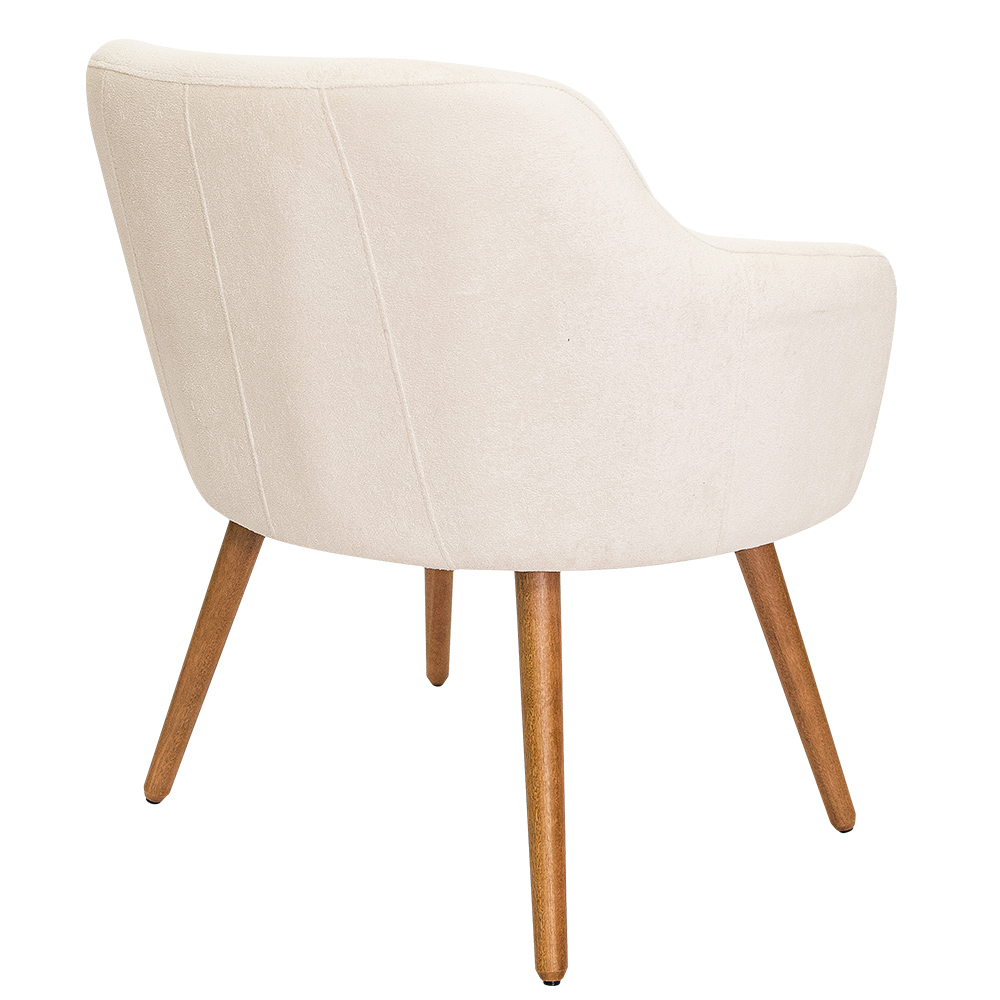 Poltrona De Sala Decorativa Jade Pés Palito Castanho Bouclê Off White - Nexta Casa