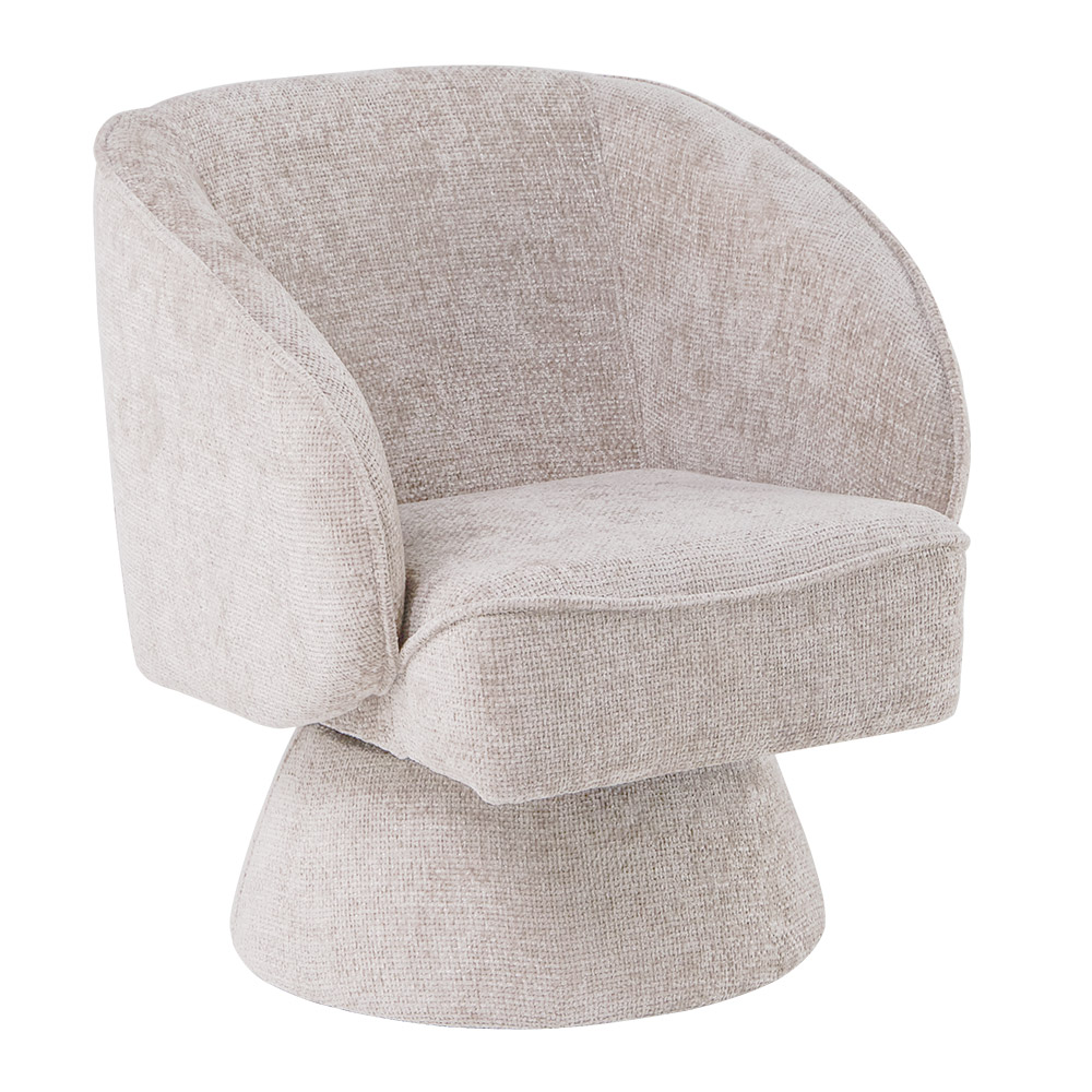 Poltrona Decorativa Agnes Base Giratória Linhão Aveludado Off White - Nexta Casa