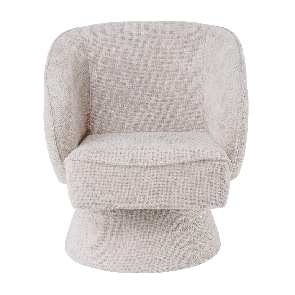 Poltrona Decorativa Agnes Base Giratória Linhão Aveludado Off White - Nexta Casa