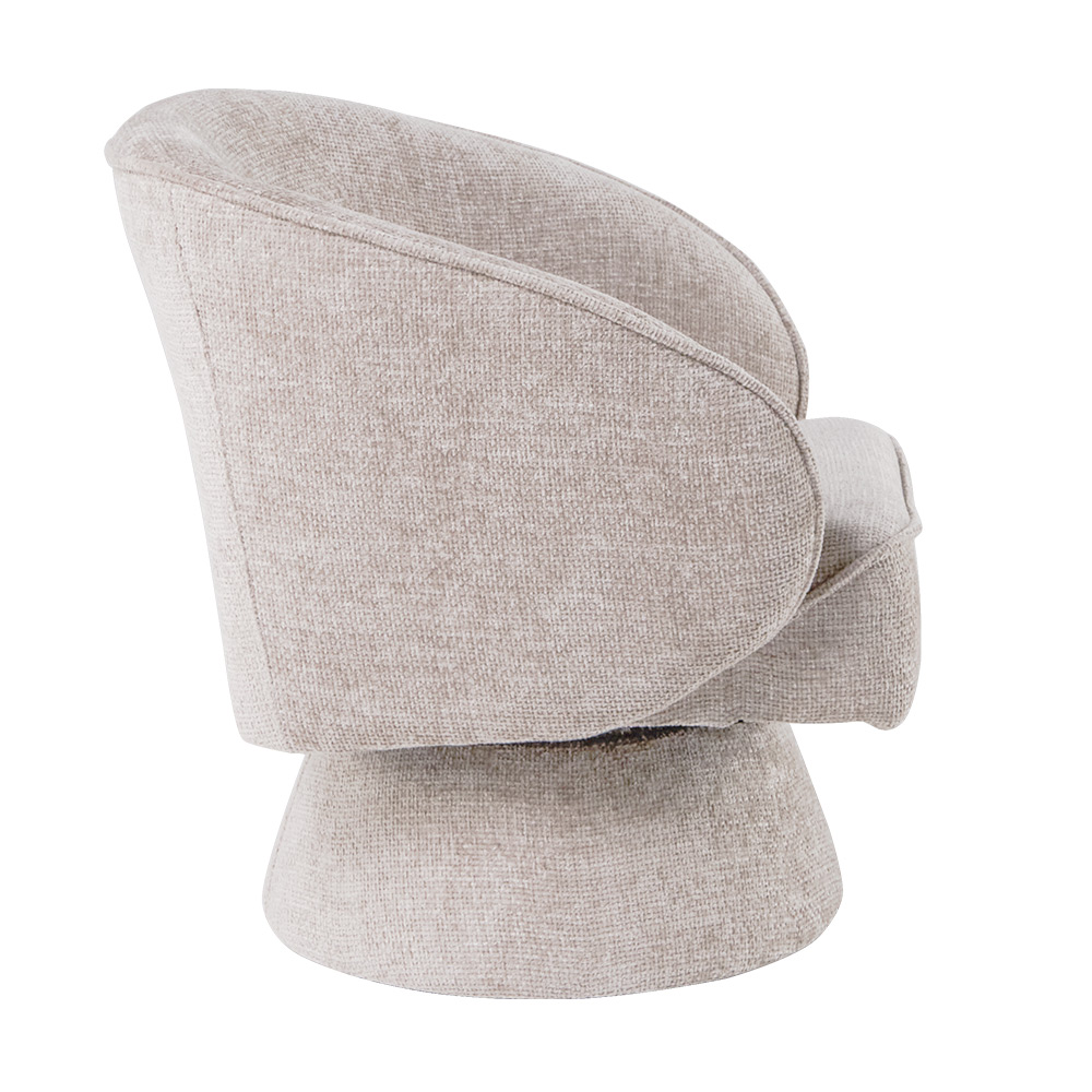 Poltrona Decorativa Agnes Base Giratória Linhão Aveludado Off White - Nexta Casa
