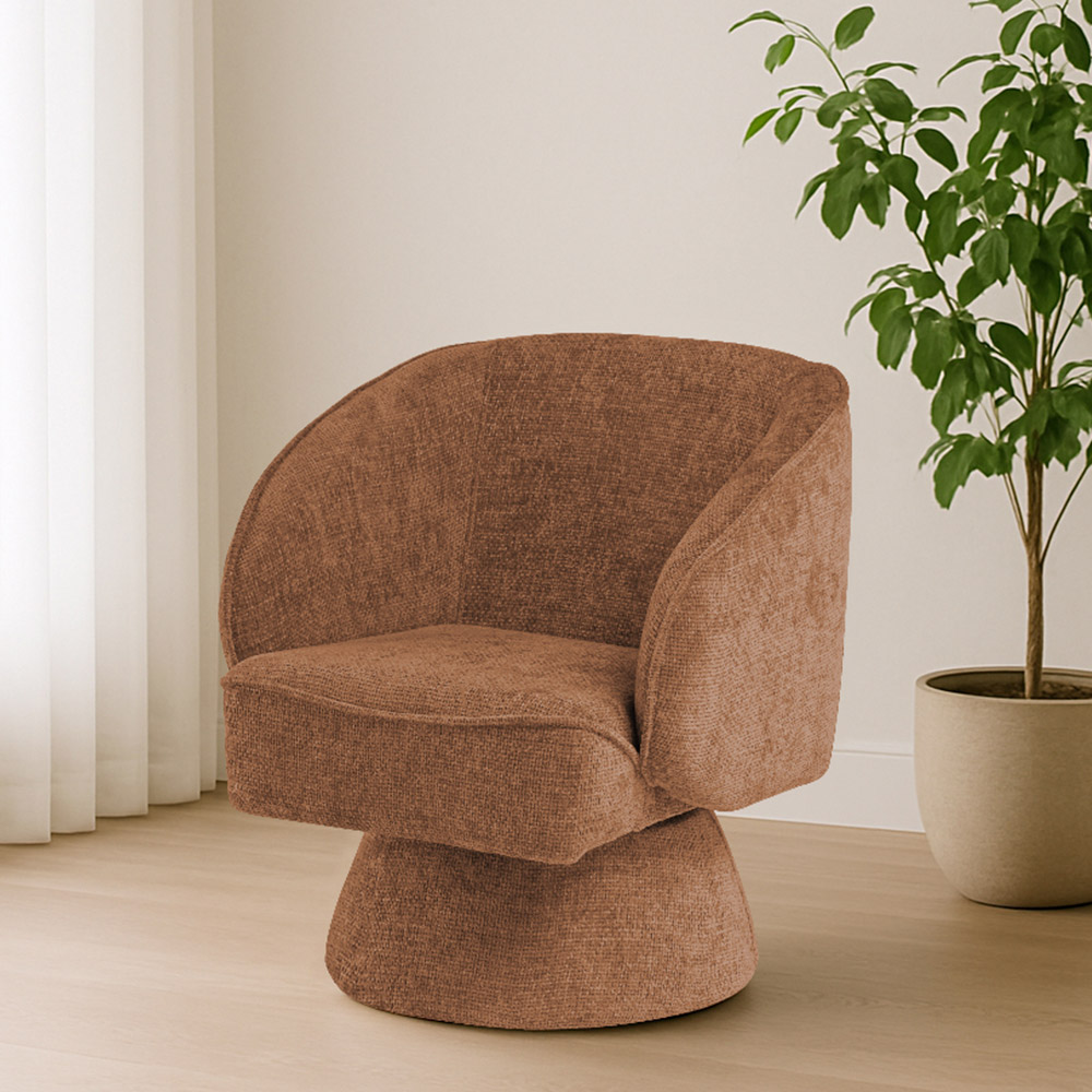 Poltrona Decorativa Agnes Base Giratória Linhão Aveludado Terracota - Nexta Casa