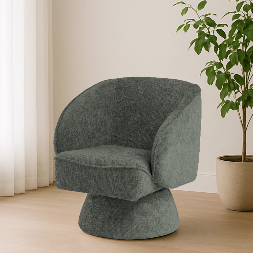 Poltrona Decorativa Agnes Base Giratória Linhão Aveludado Verde - Nexta Casa