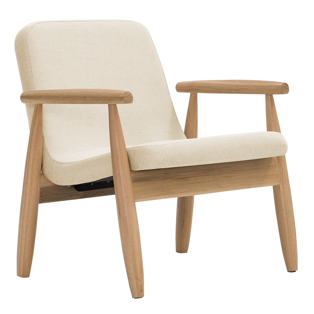 Poltrona Decorativa Antonela Base Madeira Natural Linho Bege Claro - Nexta Casa