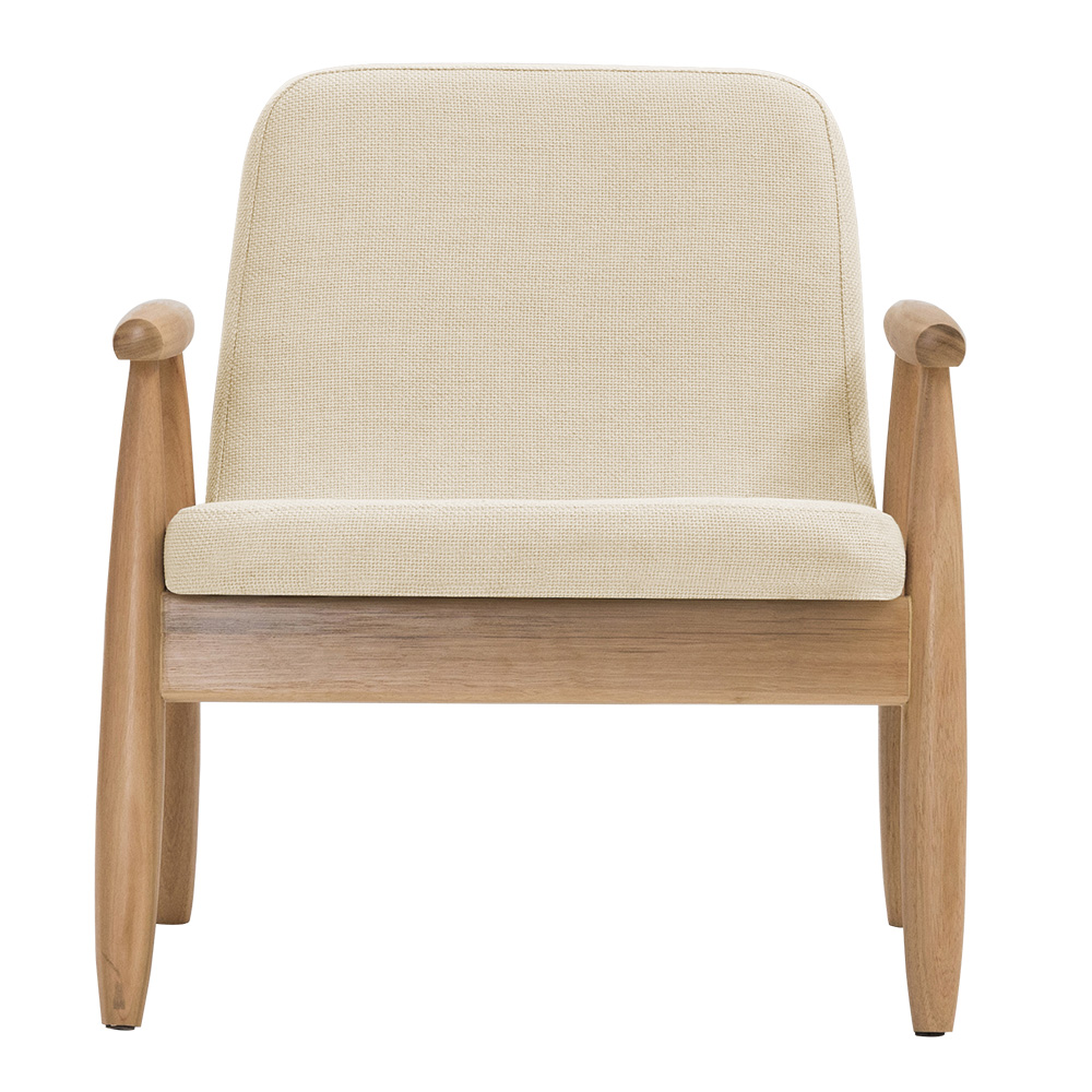 Poltrona Decorativa Antonela Base Madeira Natural Linho Bege Claro - Nexta Casa
