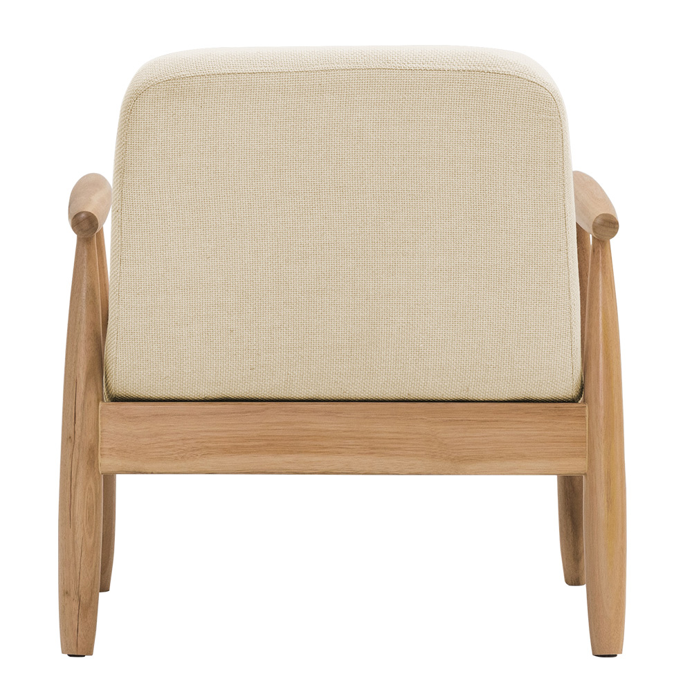 Poltrona Decorativa Antonela Base Madeira Natural Linho Bege Claro - Nexta Casa