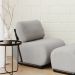 Poltrona Decorativa Athos Base Madeira Preto Bouclé Sheep Cinza - Nexta Casa