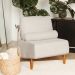 Poltrona Decorativa Aurea Base Aço Champagne Linho Bege - Nexta Casa