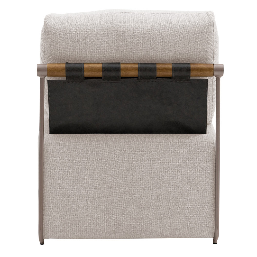 Poltrona Decorativa Aurea Base Aço Champagne Linho Bege - Nexta Casa