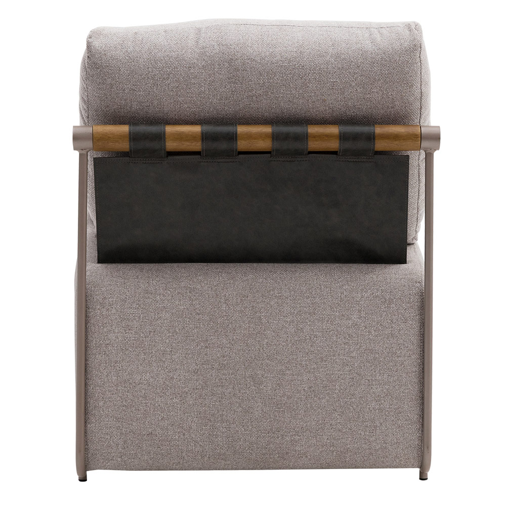Poltrona Decorativa Aurea Base Aço Champagne Linho Cinza Mesclado - Nexta Casa