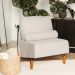 Poltrona Decorativa Aurea Base Aço Preto Linho Bege - Nexta Casa