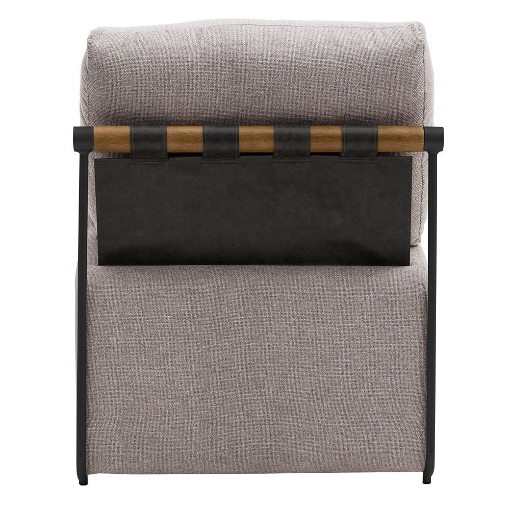 Poltrona Decorativa Aurea Base Aço Preto Linho Cinza Mesclado - Nexta Casa