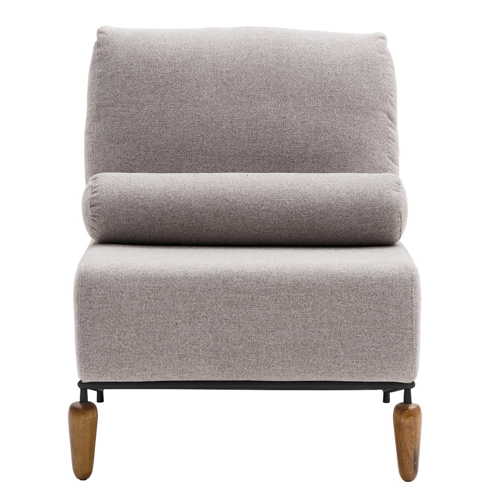 Poltrona Decorativa Aurea Base Aço Preto Linho Cinza Mesclado - Nexta Casa