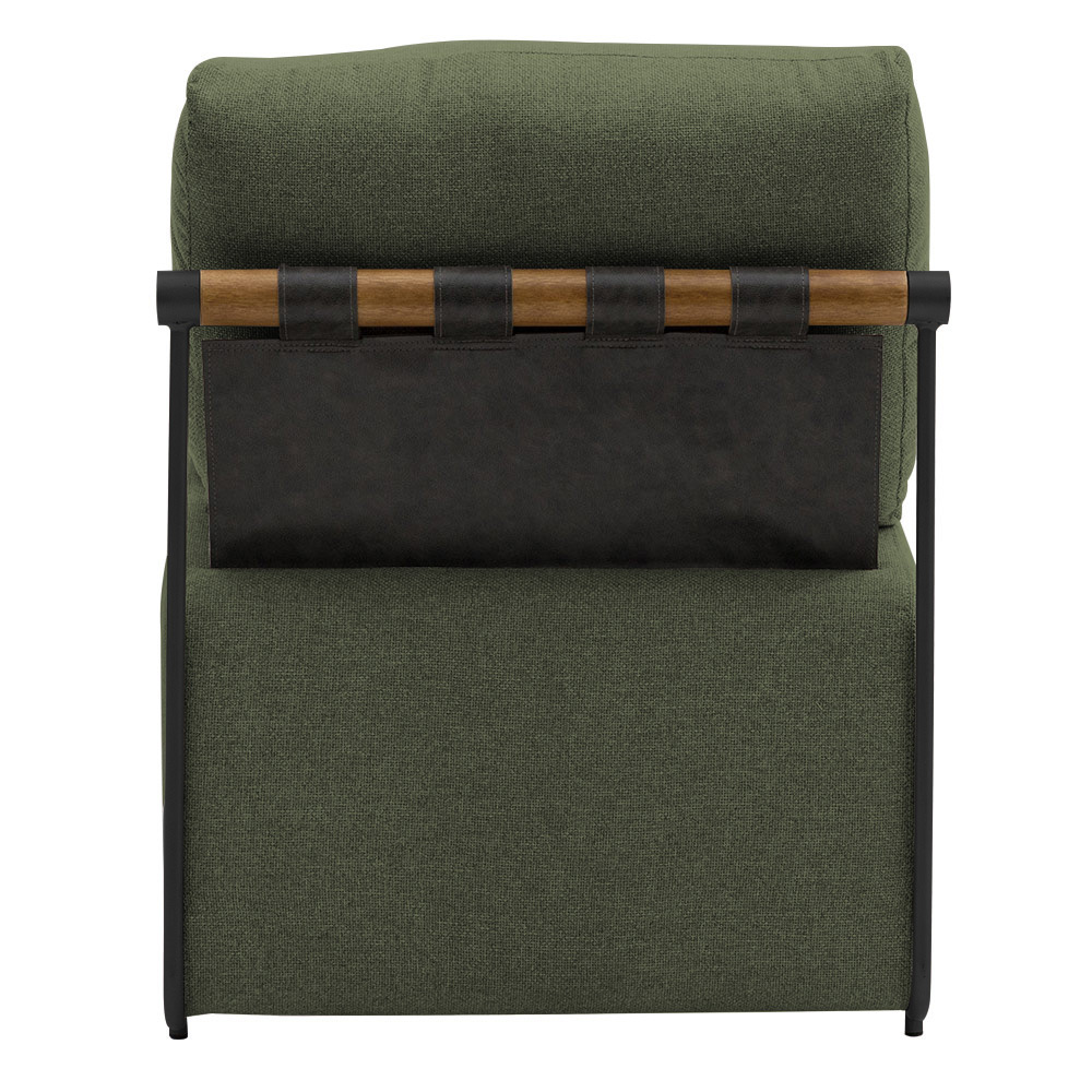 Poltrona Decorativa Aurea Base Aço Preto Linho Verde - Nexta Casa