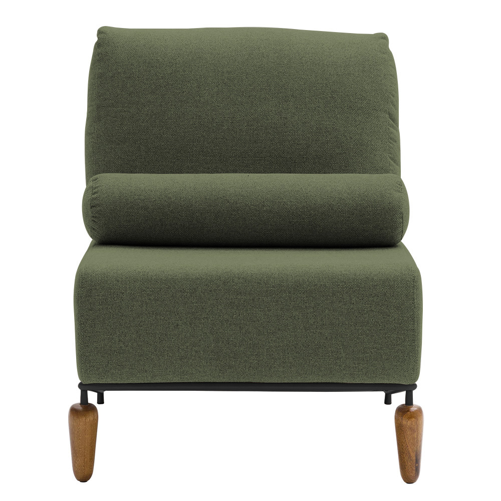 Poltrona Decorativa Aurea Base Aço Preto Linho Verde - Nexta Casa