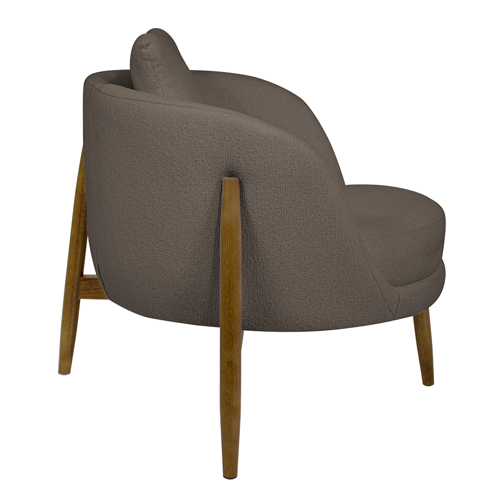 Poltrona Decorativa Austin Base Madeira Bouclé Marrom - Nexta Casa
