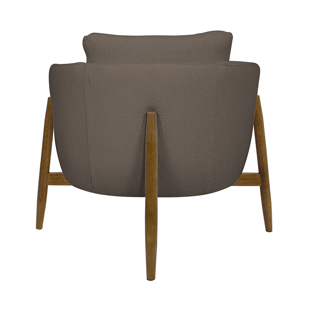 Poltrona Decorativa Austin Base Madeira Bouclé Marrom - Nexta Casa