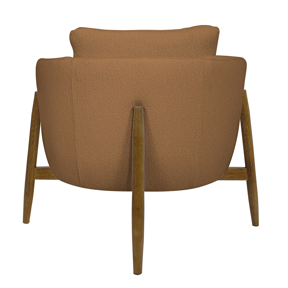 Poltrona Decorativa Austin Base Madeira Bouclé Terracota - Nexta Casa