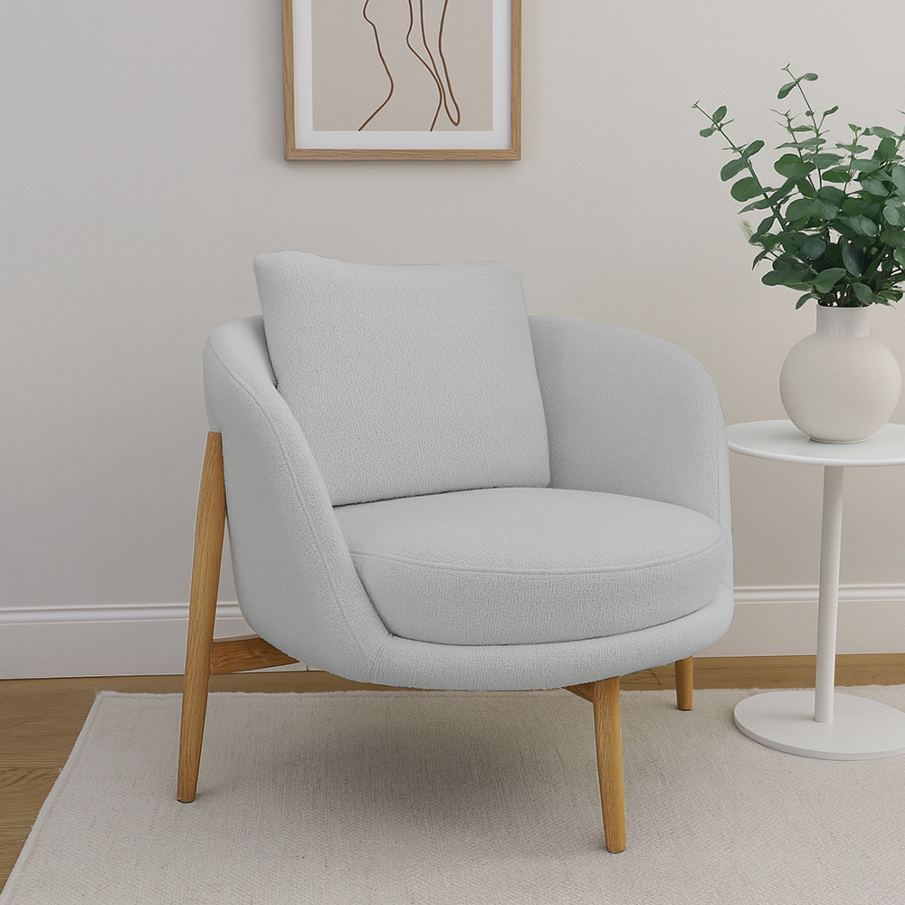 Poltrona Decorativa Austin Bouclé Cinza Claro - Nexta Casa