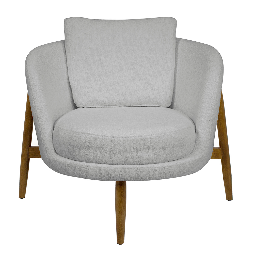 Poltrona Decorativa Austin Bouclé Cinza Claro - Nexta Casa