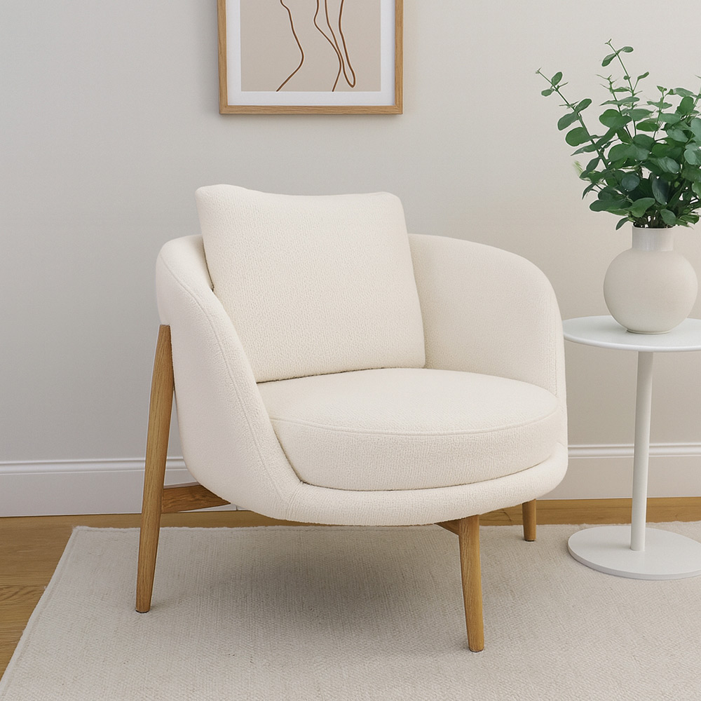 Poltrona Decorativa Austin Bouclé Off White - Nexta Casa