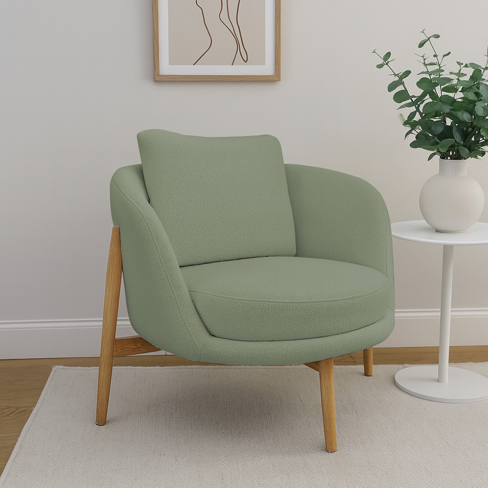 Poltrona Decorativa Austin Bouclé Verde Claro - Nexta Casa